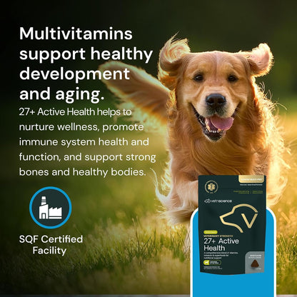VetriScience Veterinary Strength 27+ Active Health Chews - Dog Multivitamin, Duck Flavour, 60 Chews
