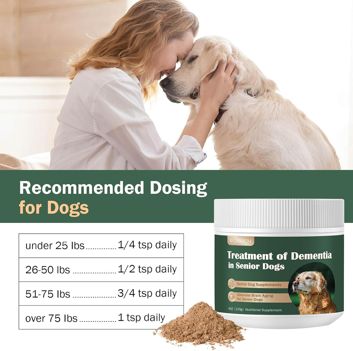 Senior Dog Supplements - Mushroom Powder for Cognitive Support (120g) - görsel 5