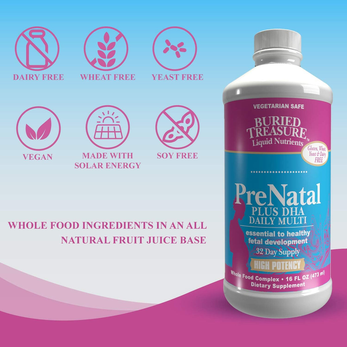 Buried Treasure Prenatal Plus DHA Complete, 16 oz Orange Banana Flavour - görsel 5