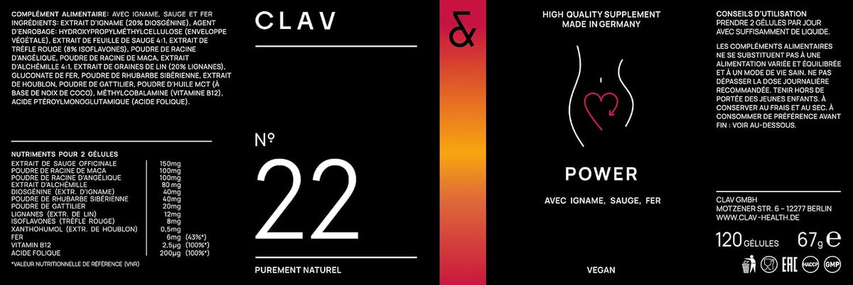 CLAV® Natural Hormone Balance for Women – PMS Relief with Siberian Rhubarb, Wild Yam & Chasteberry – Vegan Menstrual Regulator Supplement – 120 Capsules - görsel 8