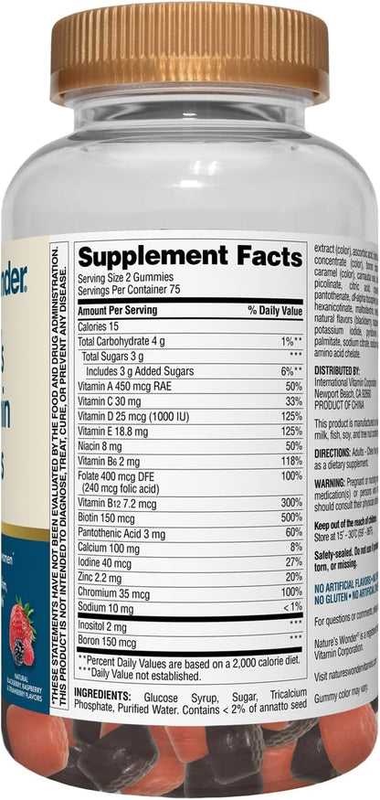 Nature's Wonder Women's Multivitamin Gummies – for Energy, Bone & Immune Support, 150 Count