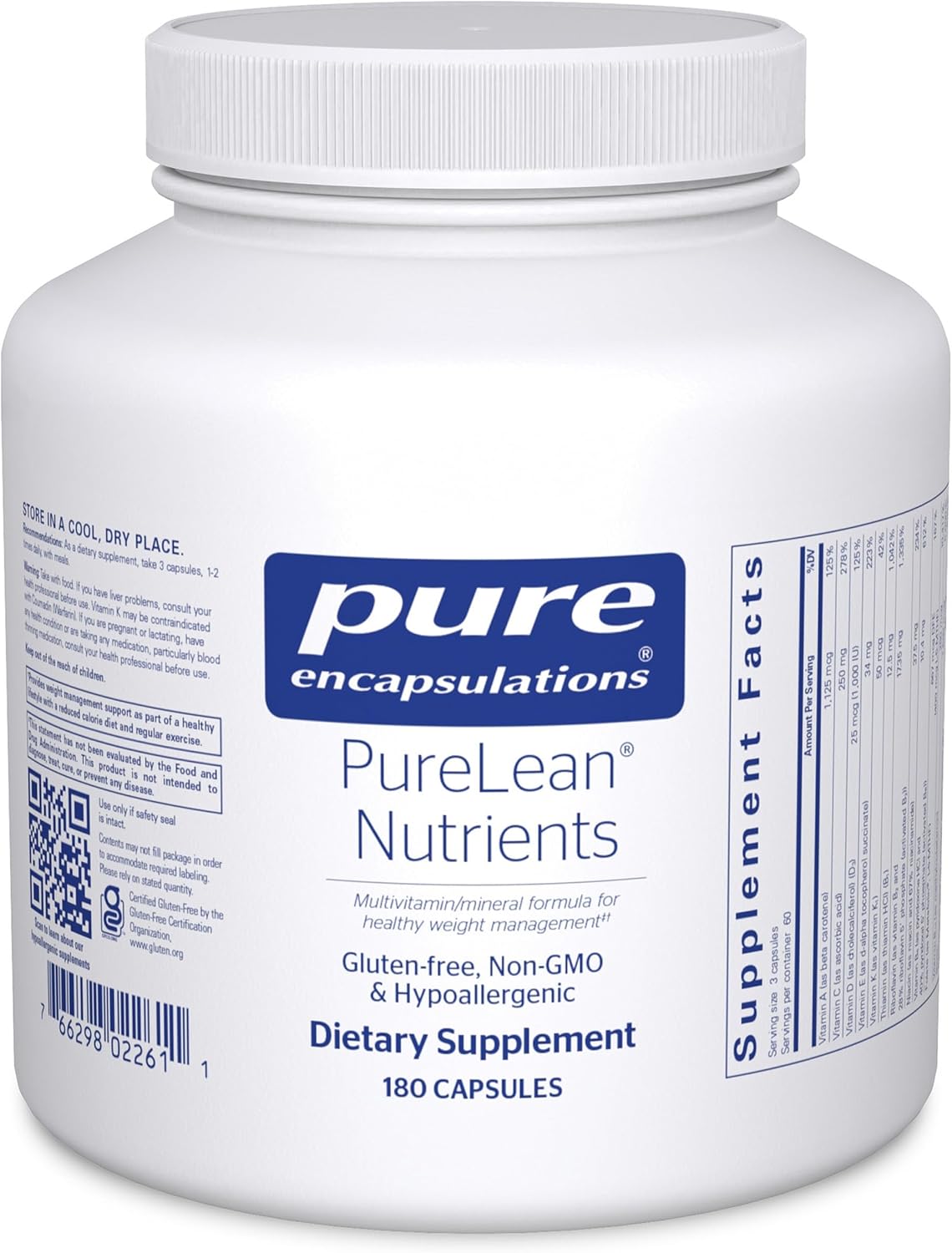 Pure Encapsulations PureLean Nutrients | Multivitamin & Mineral Supplement for Weight Management | 180 Capsules - görsel 1