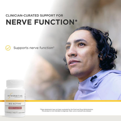 Integrative Therapeutics B-12 Active, Vitamin B12 for Normal Nervous System Function, Cherry Flavoured, 30 Chewable Tablets - 2 Pack