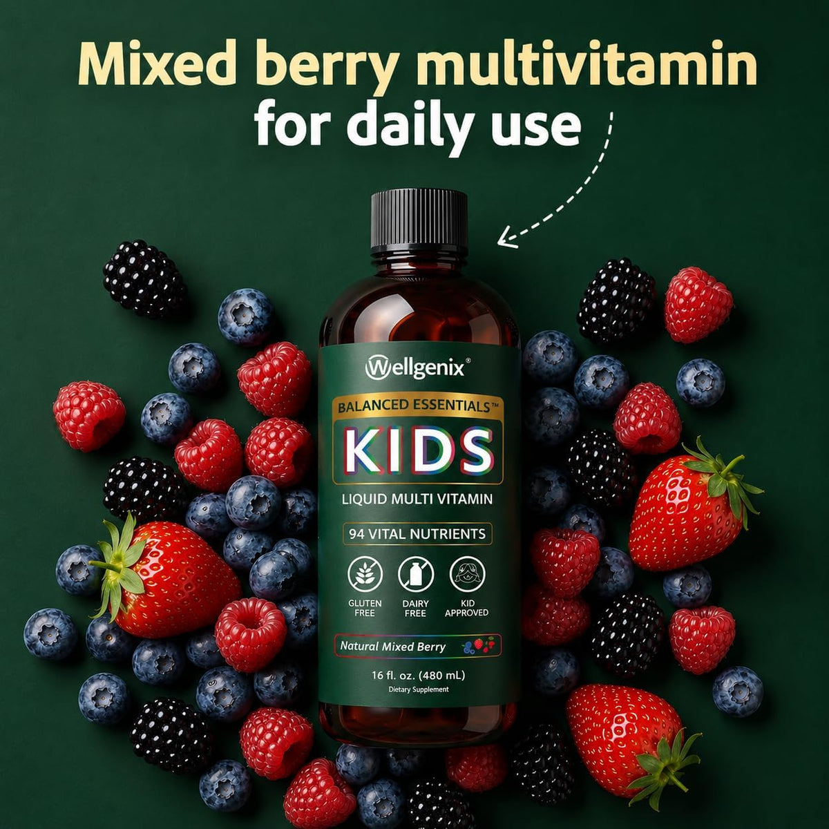 Wellgenix Balanced Essentials Kids Liquid Multivitamin (2 x 473 - görsel 4
