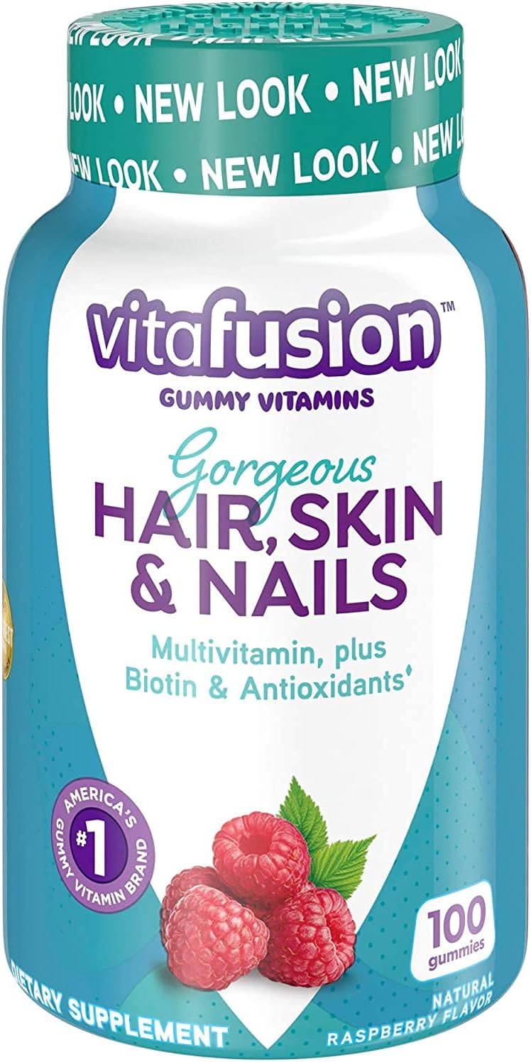 Vitafusion Gorgeous Hair, Skin & Nails Multivitamin, Raspberry 100 Gummies (Pack of 2) - görsel 1