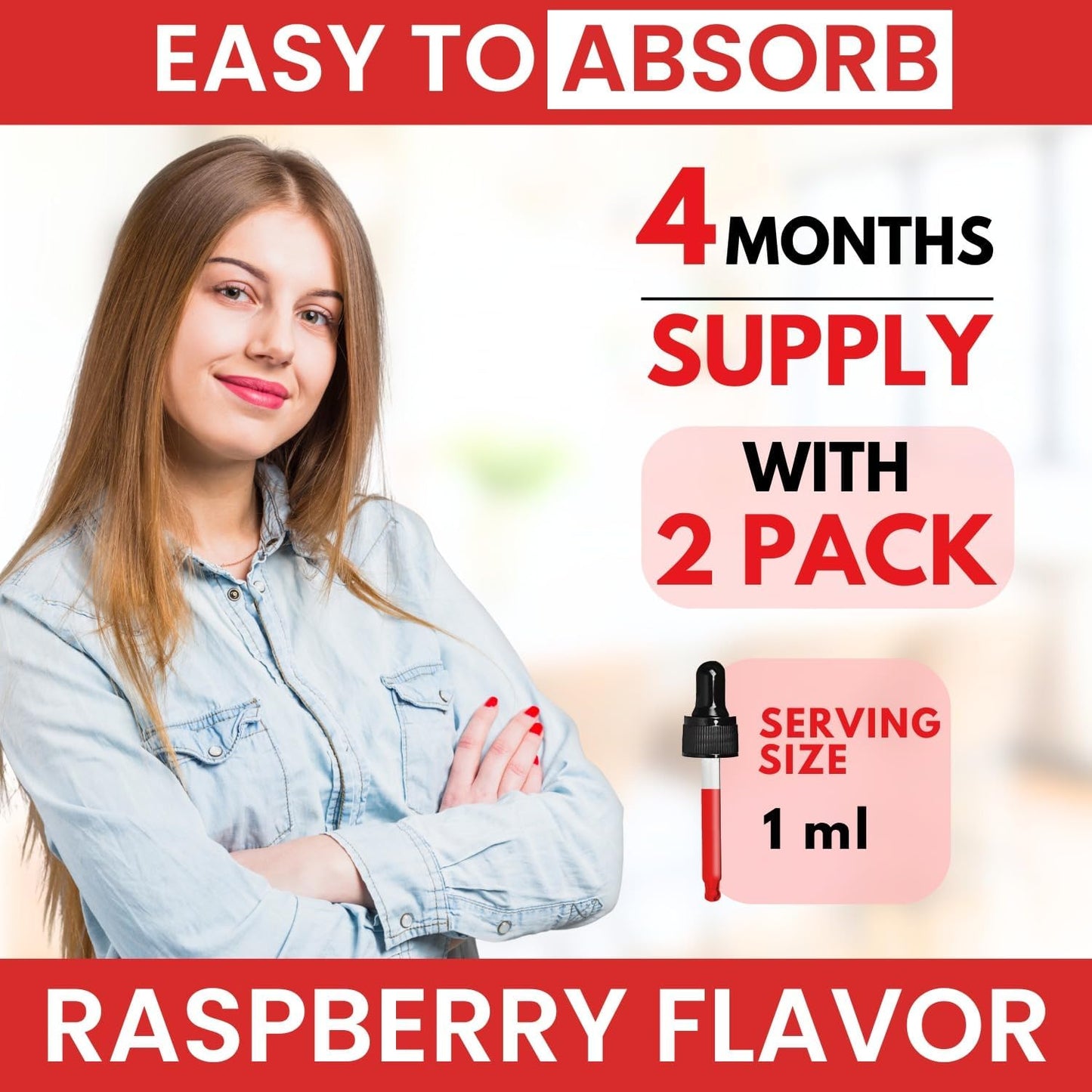 Vegan Vitamin B12 with B Complex 20 mg - Extra Strength for Men and Women - Raspberry Liquid Drops | Made in USA, B1, B2, B3, B5, B6, Biotin, Folic Acid & B12 Methylcobalamin | 4 Months Supply - görsel 6