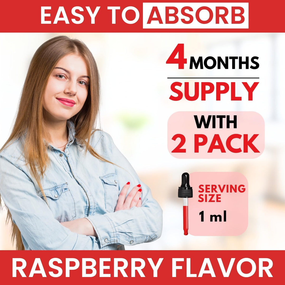 Vegan Vitamin B12 with B Complex 20 mg - Extra Strength for Men and Women - Raspberry Liquid Drops | Made in USA, B1, B2, B3, B5, B6, Biotin, Folic Acid & B12 Methylcobalamin | 4 Months Supply - görsel 6
