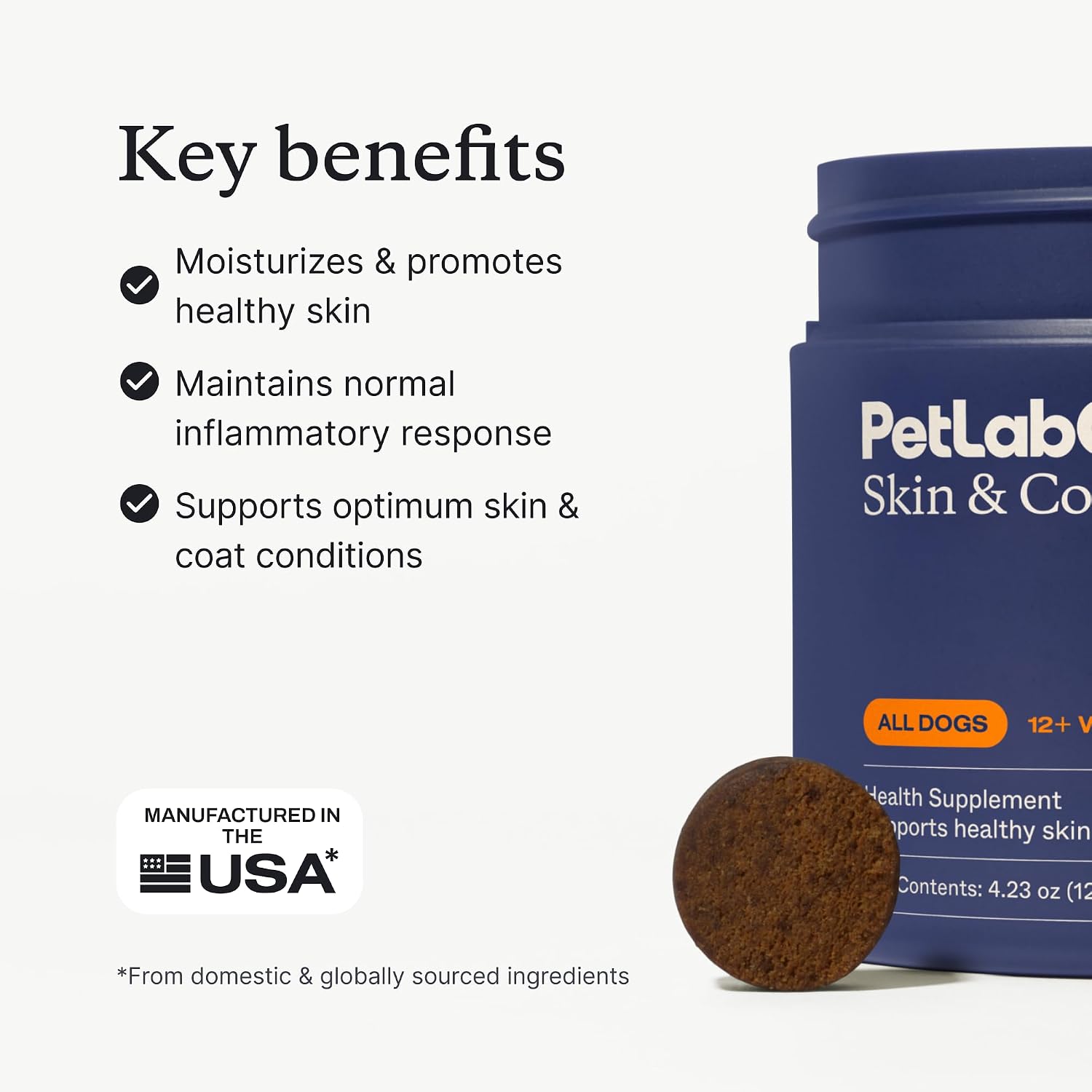 PetLab Co. Skin & Coat Chews for Dogs - Promotes Healthy Skin and Coat with Fatty Acids, Vitamins, and Apple Cider Vinegar - görsel 3