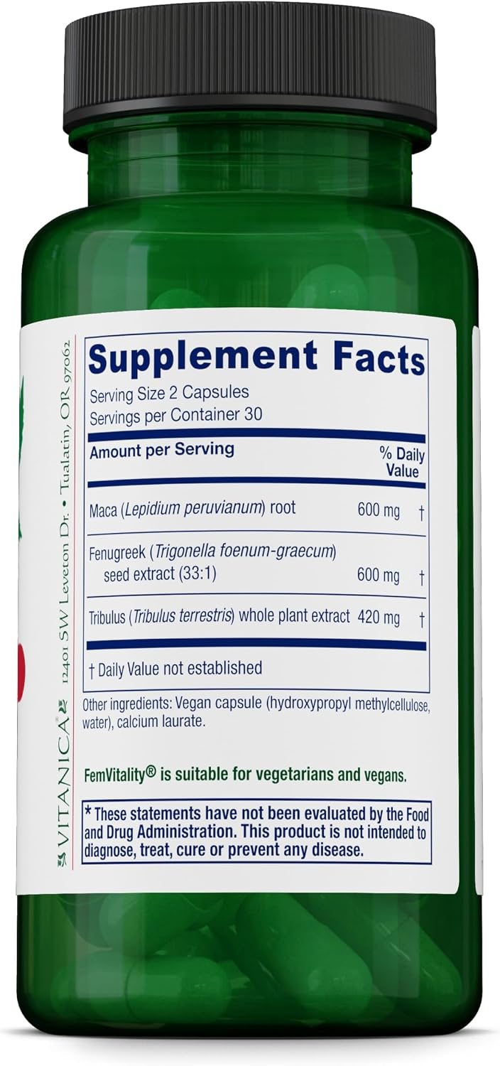 Vitanica FemVitality - Natural Female Libido Support, Vegan 60 Capsules - görsel 2