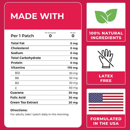 B12 Patches (Pack of 36) - 100% Natural Vitamin Patches for Energy and Focus