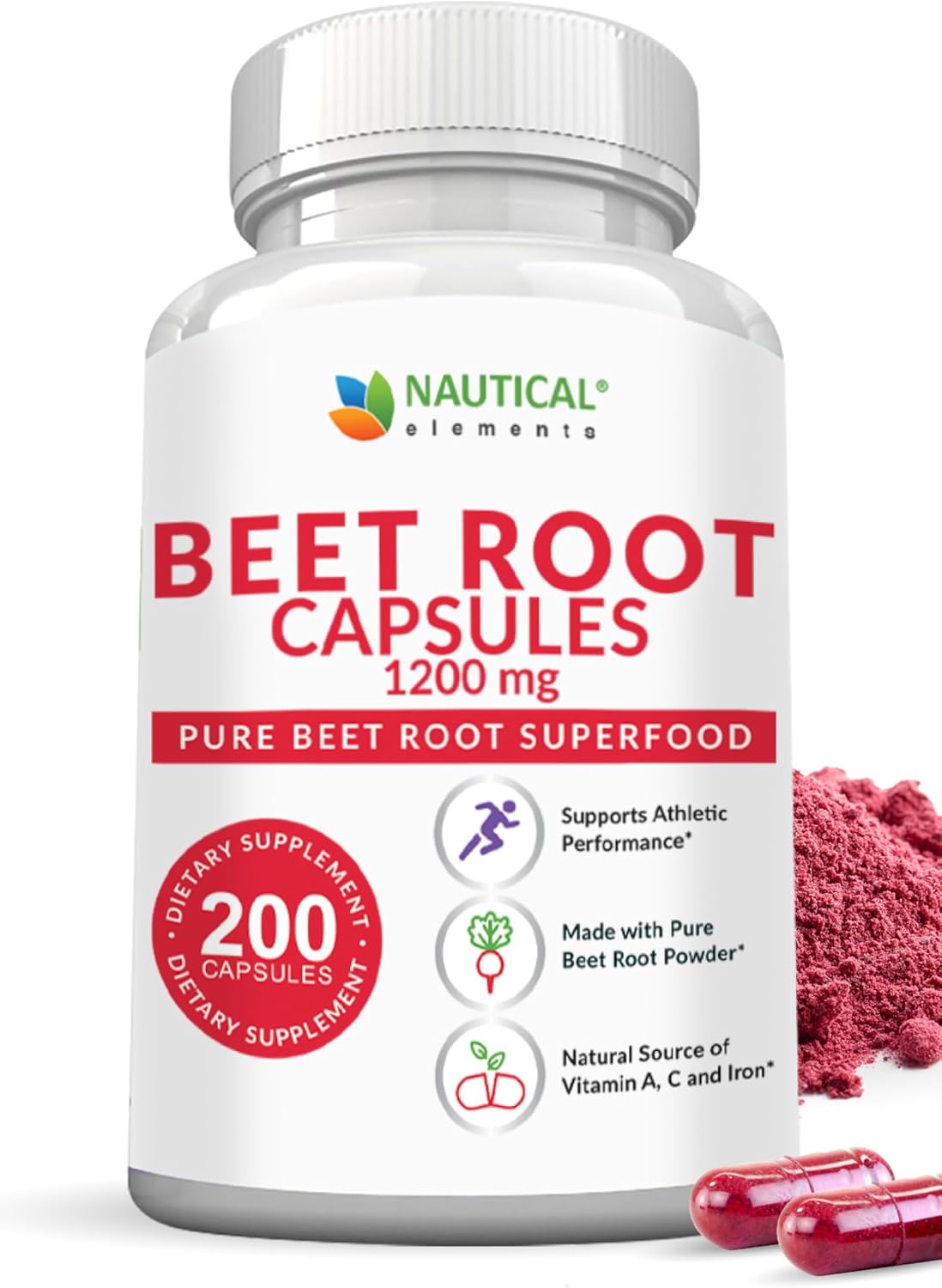 Beetroot Capsules – 1200mg, 200 Count - görsel 1