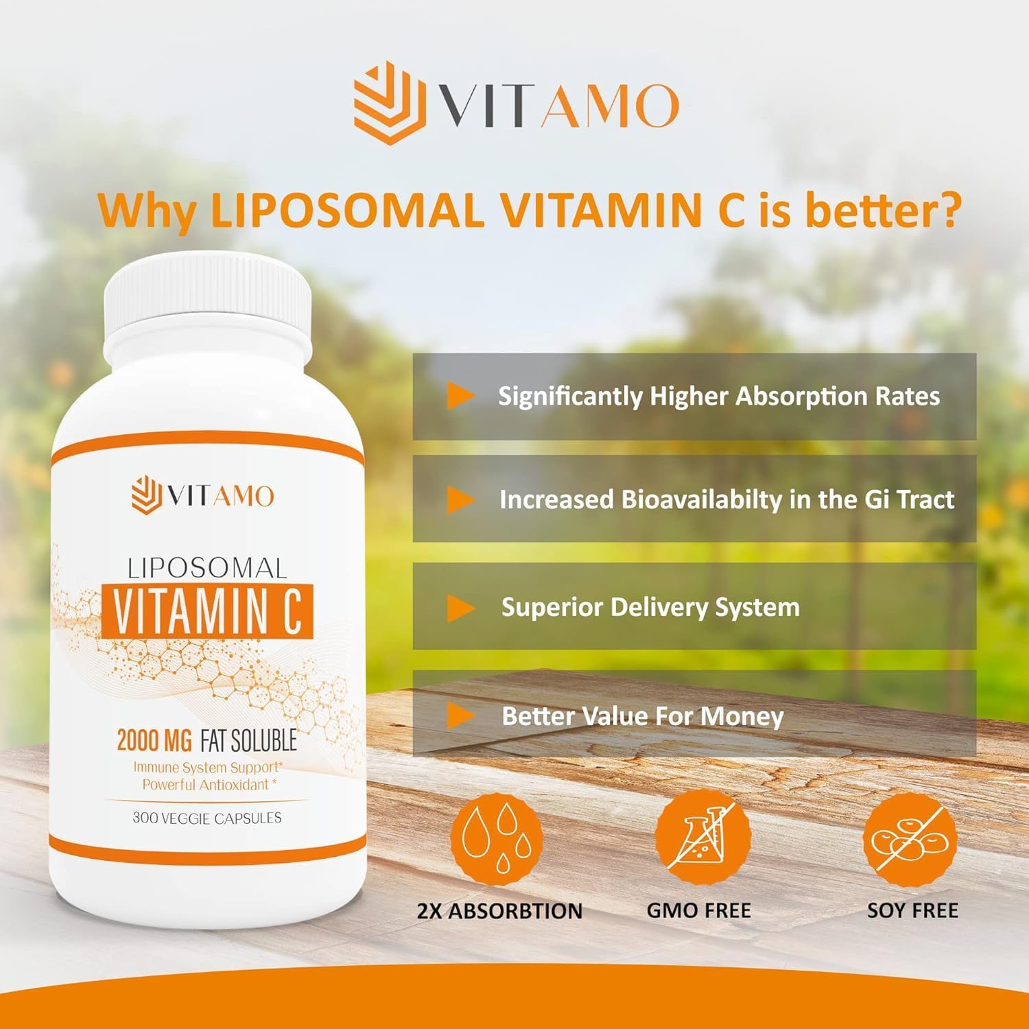 Liposomal Vitamin C 2000mg – Superior Delivery System – 300 Capsules - görsel 4