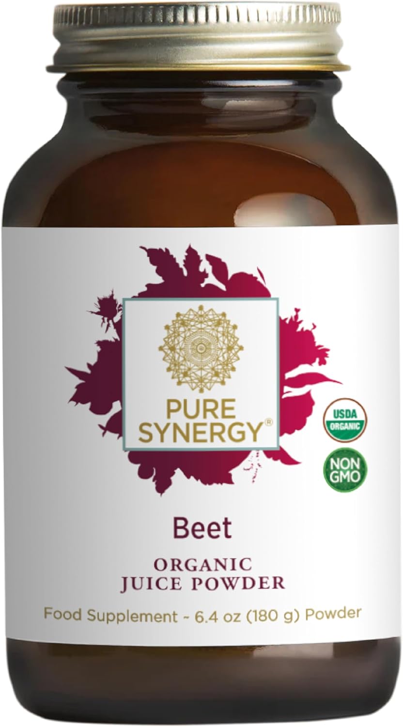 PURE SYNERGY Organic Beetroot Juice Powder - Pre-Workout Supplement for Healthy Circulation, Exercise, and Detoxification (181 g) - görsel 4