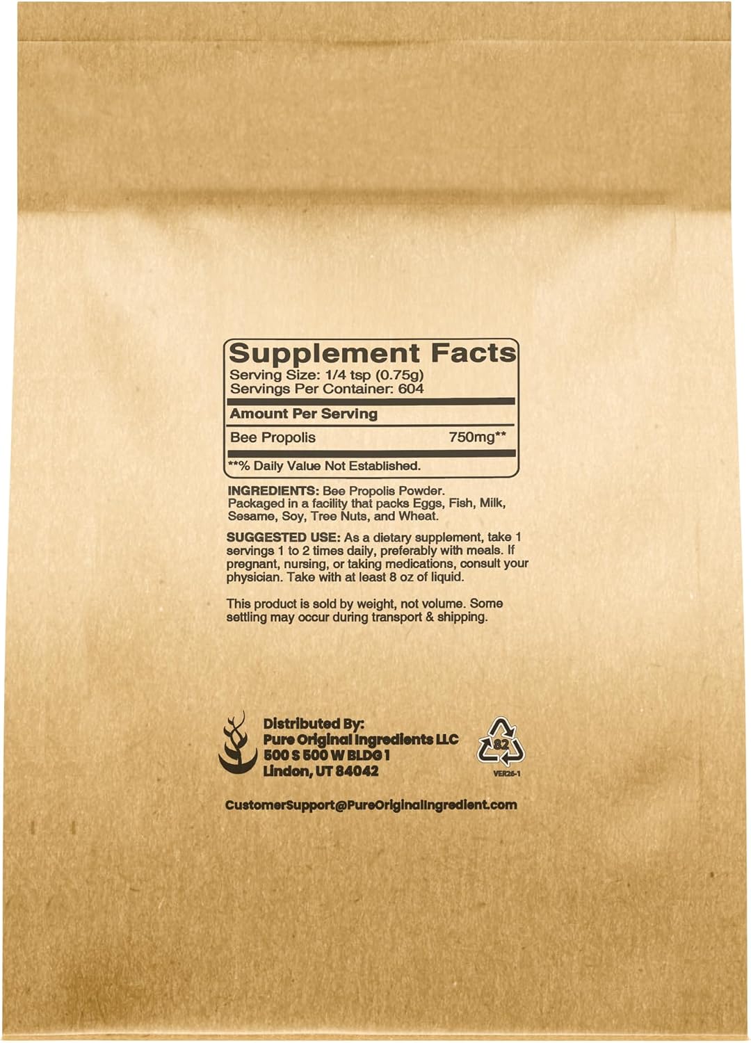 PURE ORIGINAL INGREDIENTS Bee Propolis Powder (454g) - No Fillers, Laboratory Verified, Always Pure - görsel 2