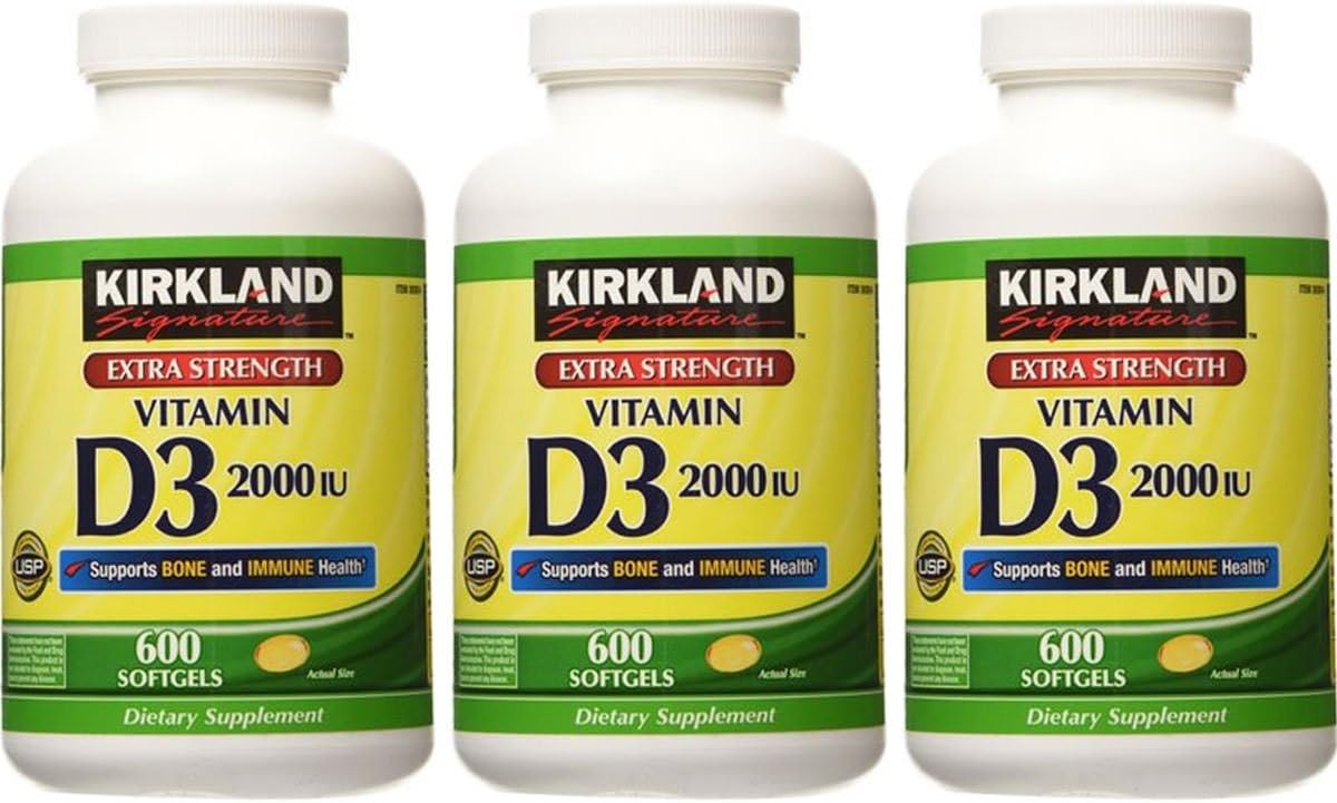 Kirkland Signature Extra Strength Vitamin D3 2000 IU, 600 Softgels (3-Pack) - görsel 1