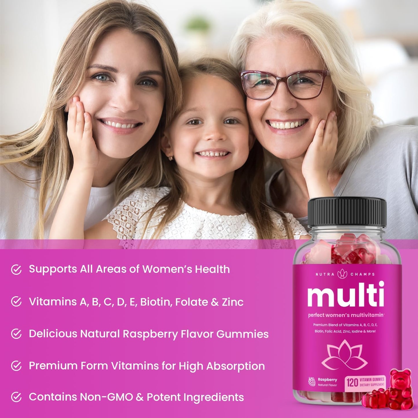 NutraChamps Multivitamin for Women – 120 Gummy Vitamins - görsel 2