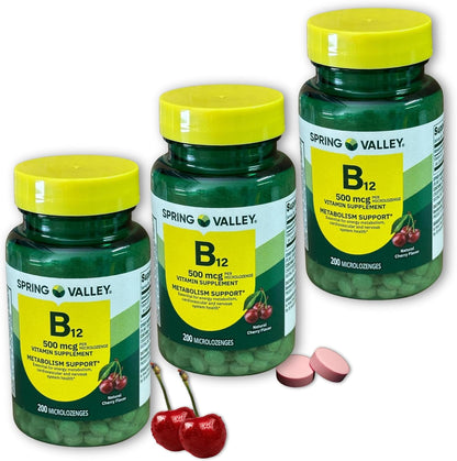B12 500 mcg Sublingual Cherry Flavour Microlozenges (Pack of 3)
