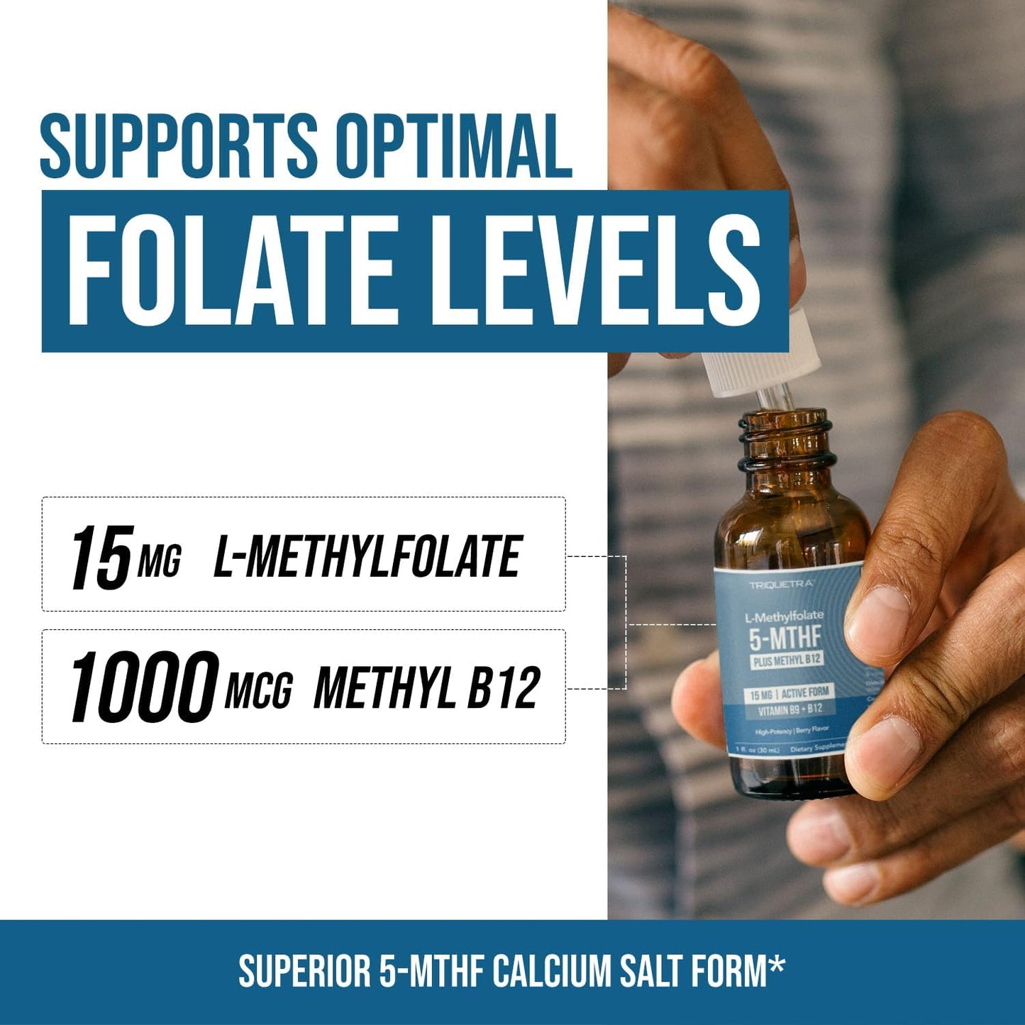 L-Methylfolate 15mg with Methyl B12 Cofactor – High Potency Liquid Sublingual Active 5-MTHF – Organic Berry Flavour – Bioactive Forms Vitamin B9 and B12 (30 ml) - görsel 3
