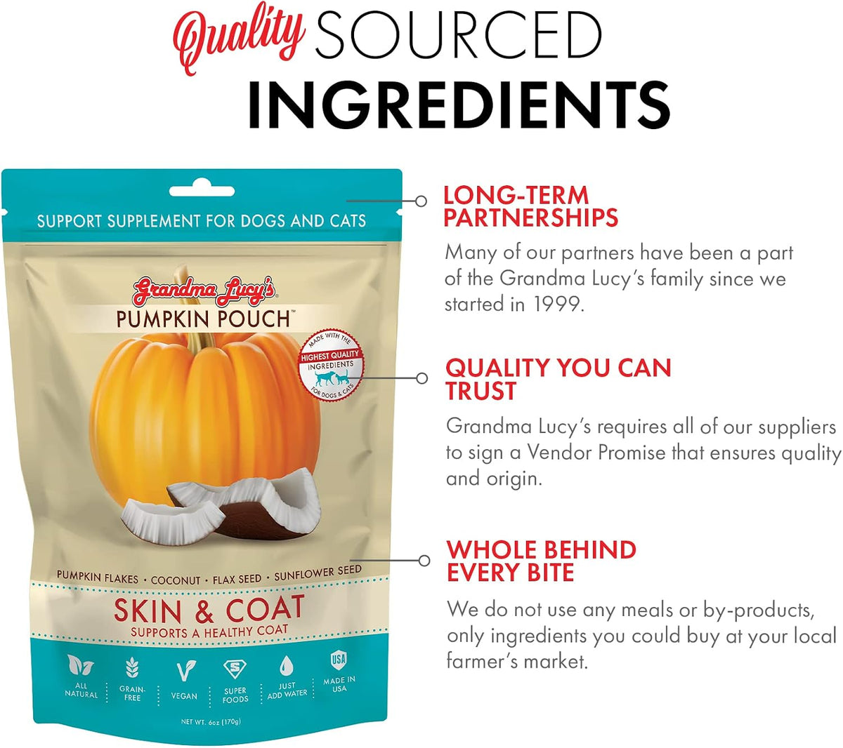 Grandma Lucy's Pumpkin Pouch Skin and Coat Supplement - 6oz - görsel 6