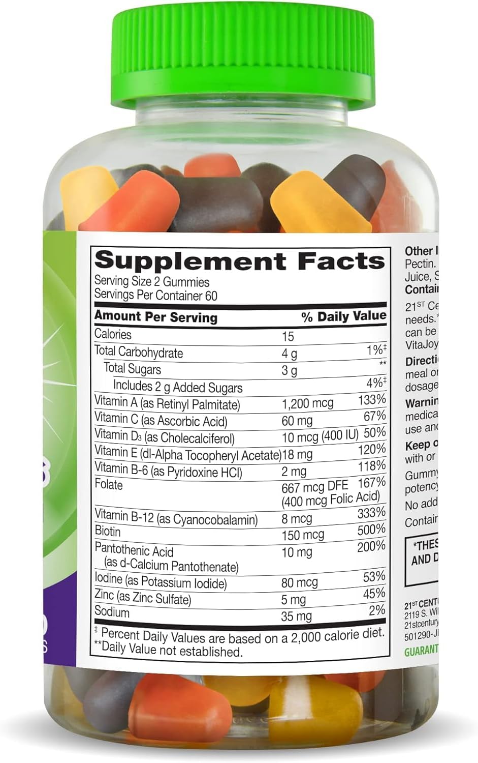 21st Century Vitajoy Multivitamin Gummies, Cherry & Strawberry, 120 Gummies - görsel 3