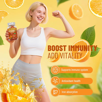 Wins Town Vitamin C Gummies 250mg, Immune & Antioxidant Support, 60 Gummies