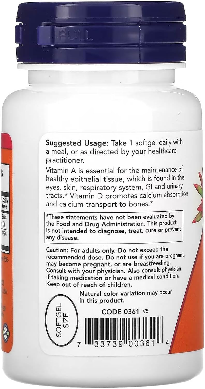 NOW Foods Ultra A & D 25000/1000 100 Softgels - görsel 3