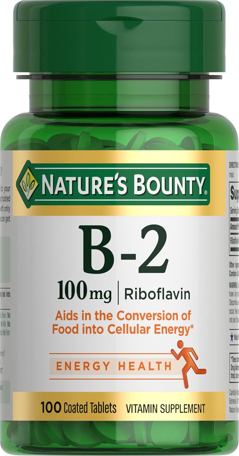 Nature's Bounty Vitamin B2 100 mg Tablets, 100 Tablets (Pack of 2) - görsel 2