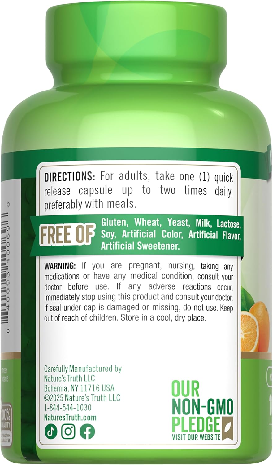 Nature's Truth Vitamin C 1000mg with Wild Rose Hips & Bioflavonoids – 100 Capsules - görsel 7