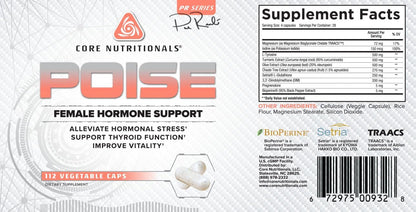 Core Nutritionals Poise Female Hormone Support – Thyroid Balance & Menstrual Support with Magnesium, Iodine & Antioxidants | 112 Vegetable Capsules