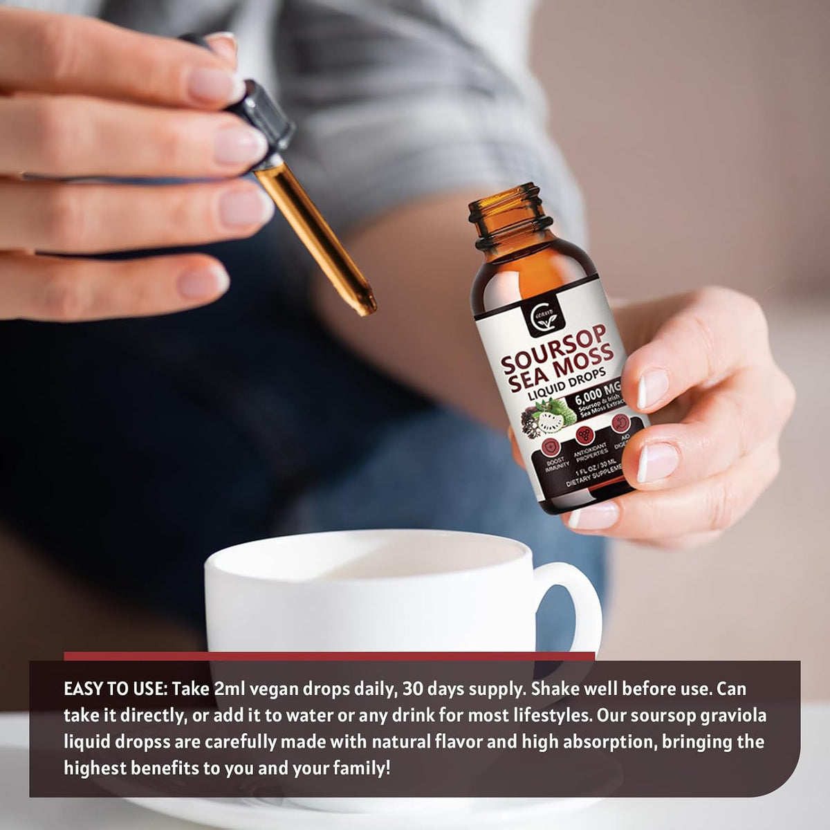 Soursop Graviola Liquid Drops with Sea Moss and Turmeric (2 Pack) - görsel 7