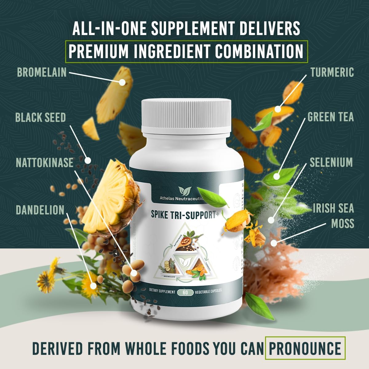 Spike Tri-Support+ with Nattokinase, Bromelain, and Turmeric - görsel 2
