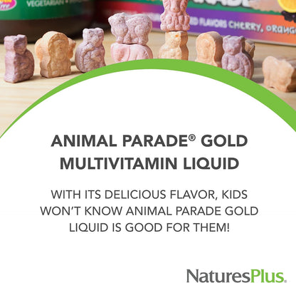 NaturesPlus Animal Parade Gold Children's Liquid Multivitamin - Natural Tropical Berry Flavour - 473 ml (Pack of 2)