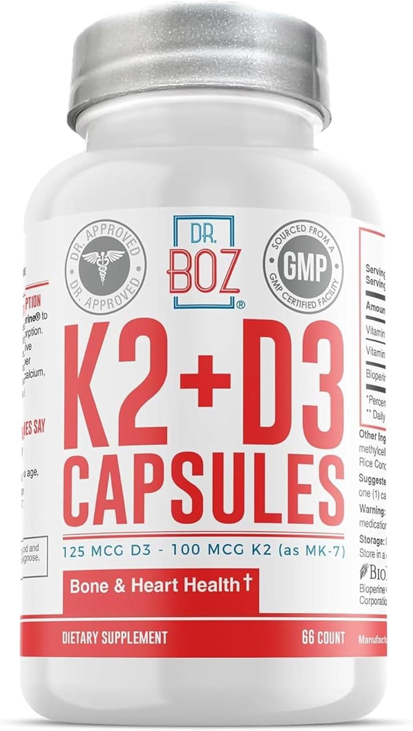Dr. Boz K2+D3 Capsules with BioPerine - 66 Servings - görsel 1