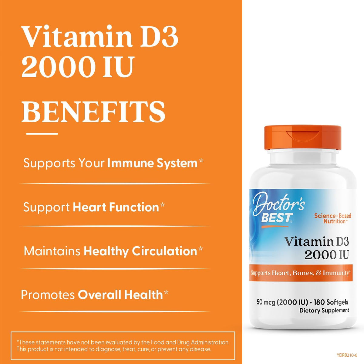 Doctor's Best Vitamin D3 2000 IU Softgels – 180 Count - görsel 3