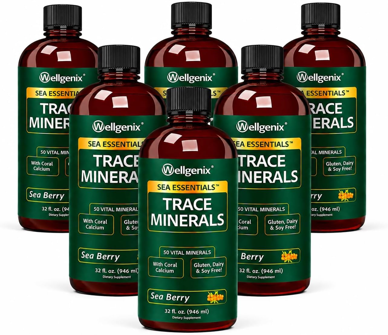 Wellgenix Sea Essentials Liquid Trace Minerals, 6-Pack, 946 ml Each - görsel 1