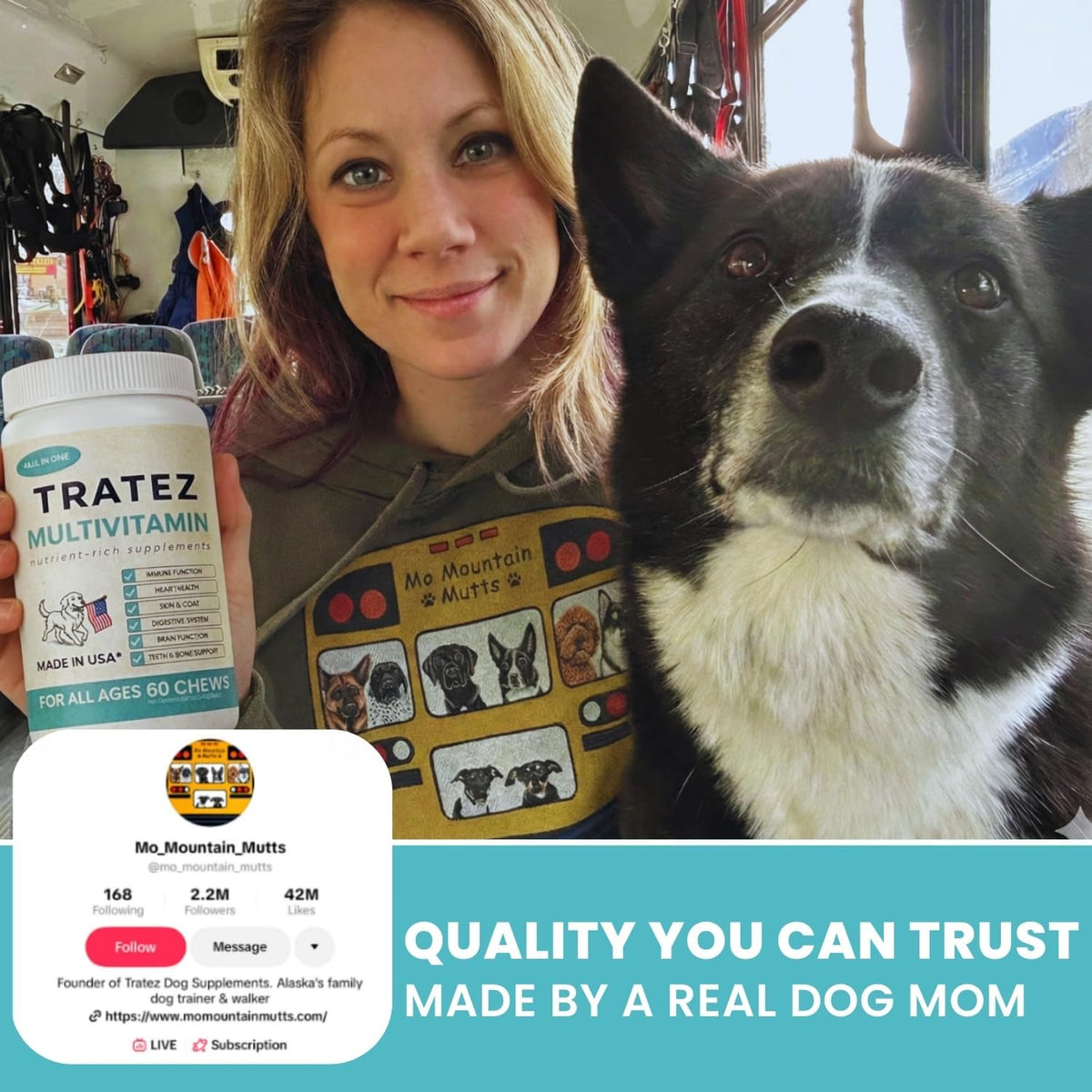 TRATEZ Multivitamin for Dogs - 25-in-1 Daily Soft Chews with Essential Vitamins & Minerals - Immune, Skin, Joint, Heart & Digestive Support - 60 Chews - görsel 4