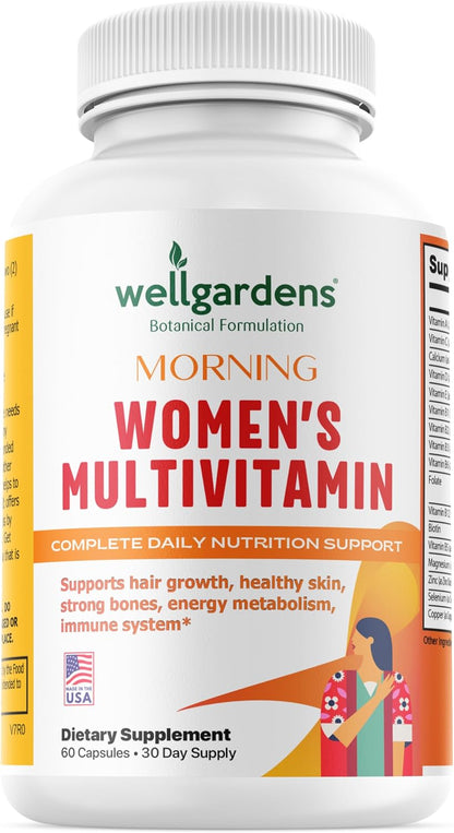 Wellgardens Women's Daily Multivitamin – with Biotin, Cranberry & Red Clover for Hair, Skin, Energy and Immune Support (60 Capsules)