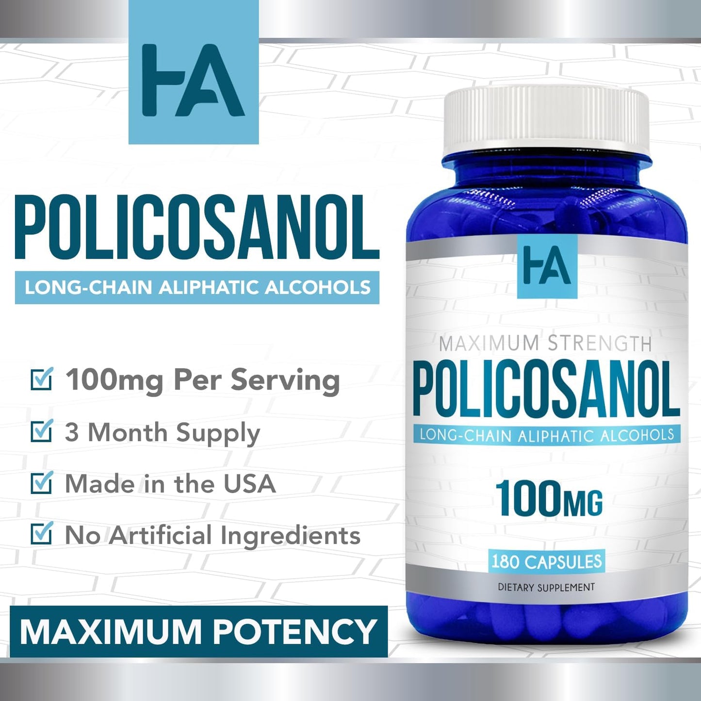 High Strength Policosanol Supplement – 100 mg, 90 Servings – Vegan, Non-GMO, Gluten-free - görsel 4