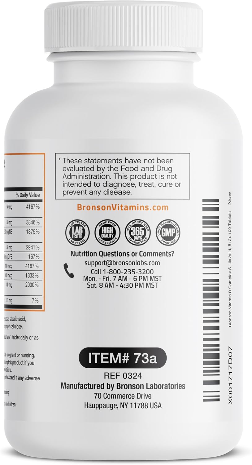 Bronson Super B Vitamin B Complex – Sustained Slow Release, 100 Tablets - görsel 6