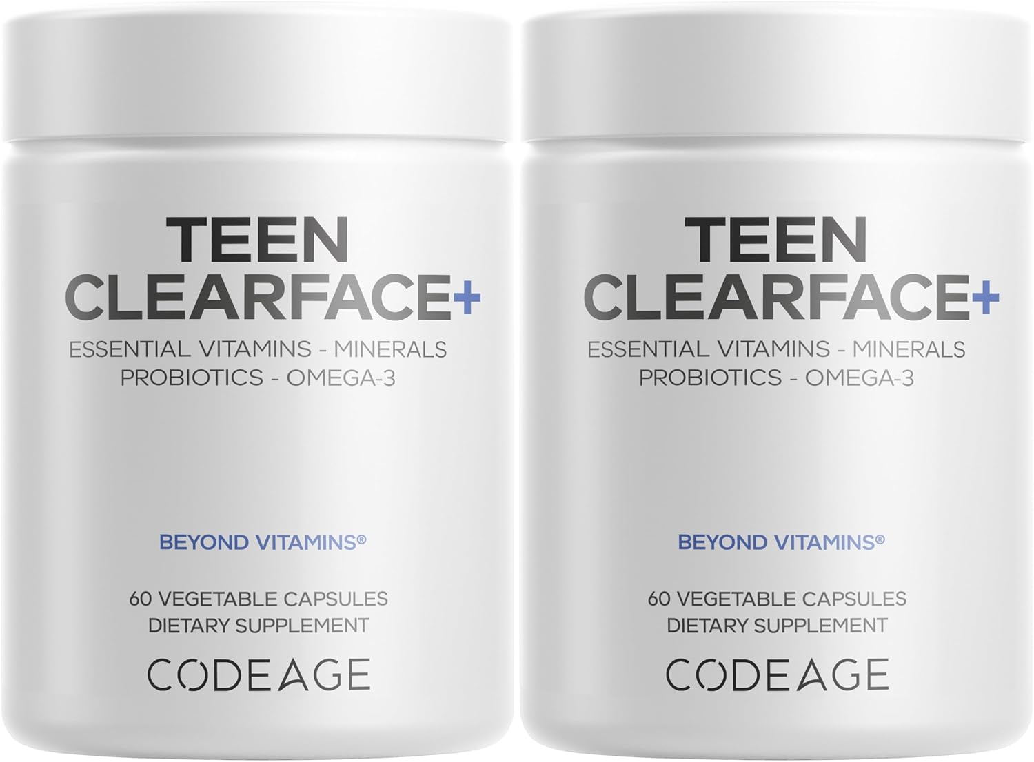 Codeage Teen Clearface - Skin Support for Adolescents with Vitamins, Probiotics & Omega-3s (60 Capsules) - görsel 10
