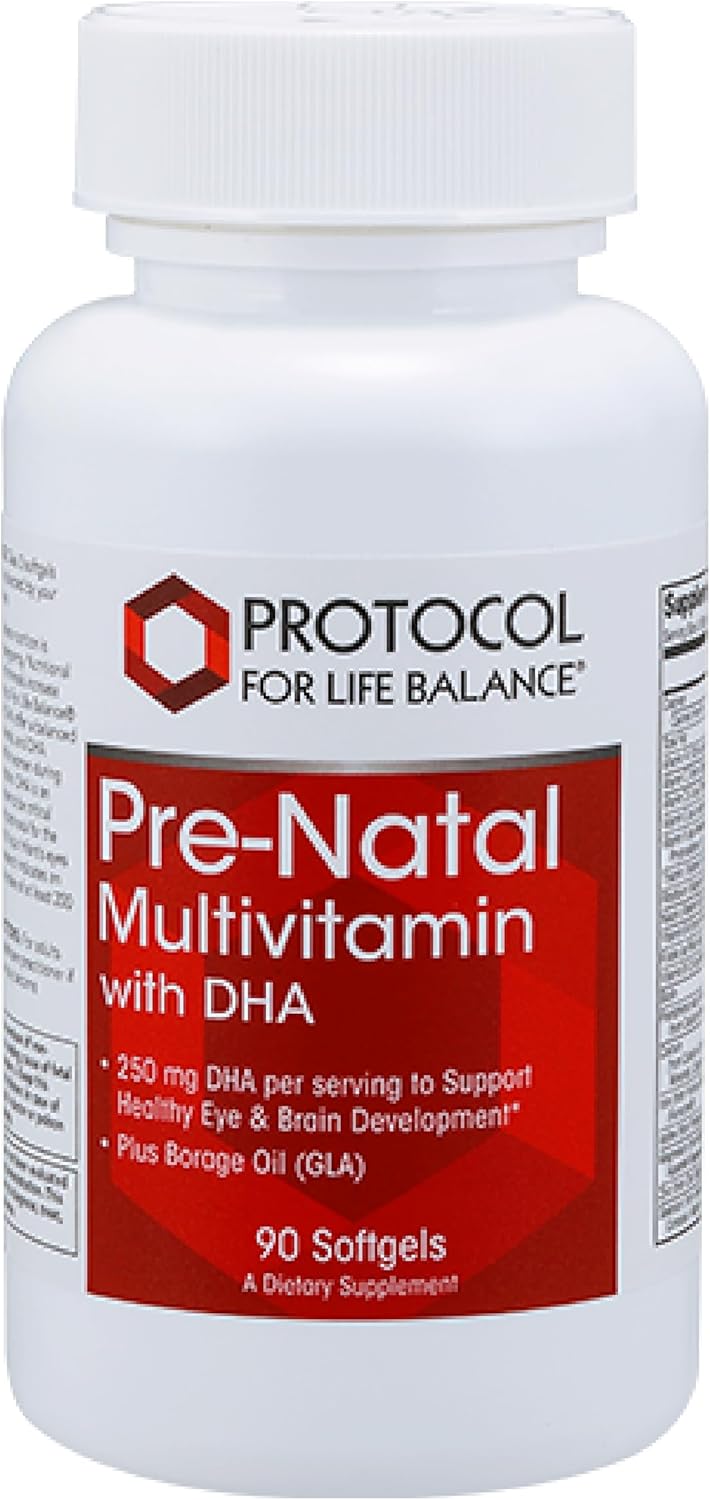 PROTOCOL FOR LIFE BALANCE Pre-Natal Multivitamin with DHA - 250 mg DHA - for Pregnancy & Lactation Support - Halal & Dairy-free - 90 Softgels - görsel 1