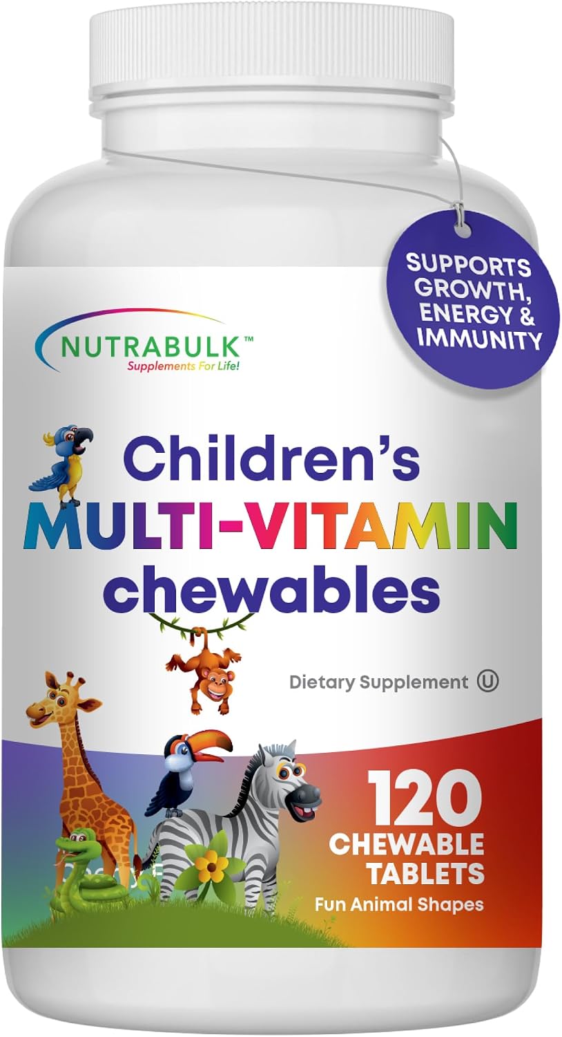 NutraBulk Children's Multivitamin – Chewable Animal Shapes & Fruity Flavours, No Artificial Colours, 1000 Tablets - görsel 10