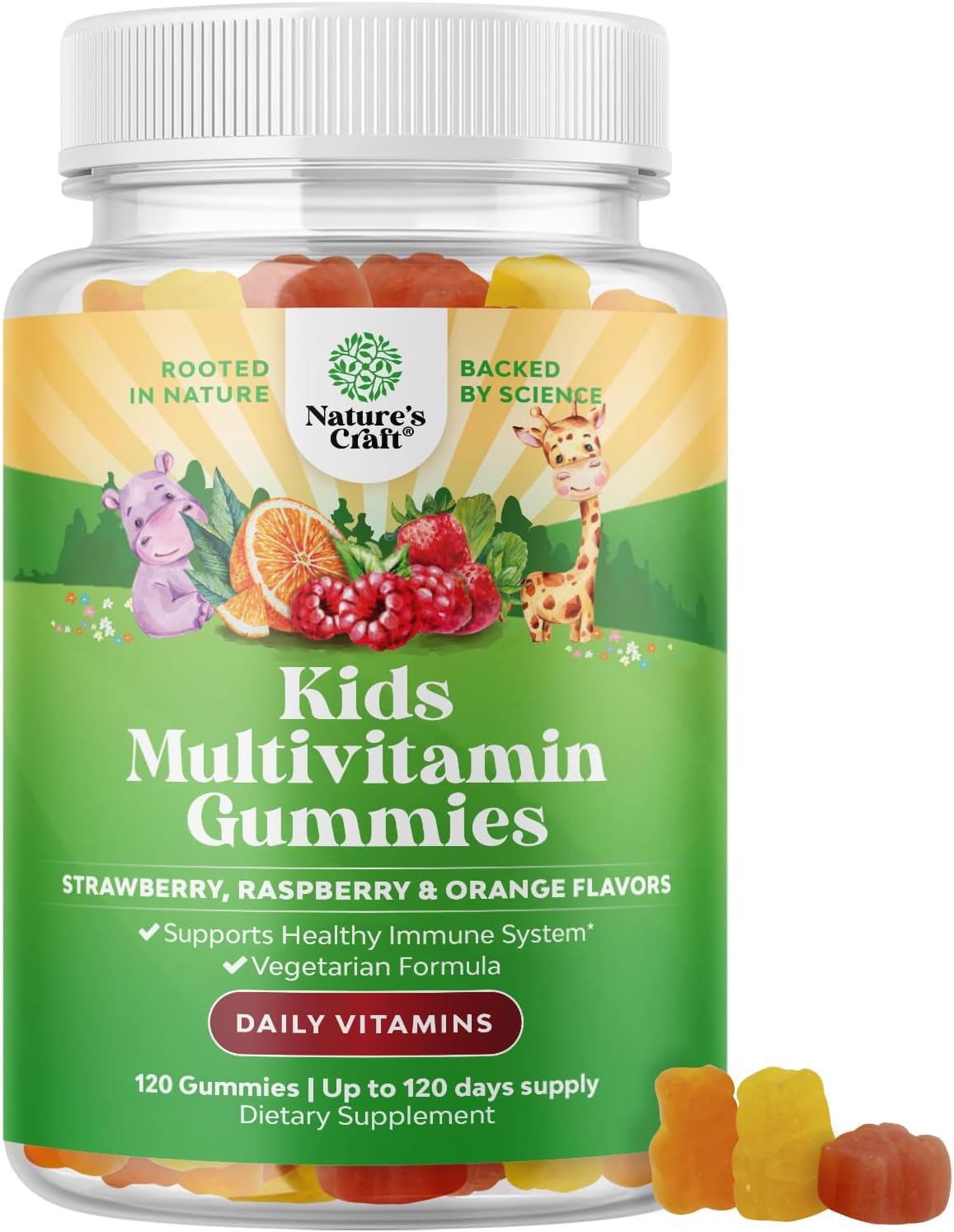 Natures Craft Plant Based Kids Multivitamin Gummies – Multivitamin for Kids Immune System Support with Vitamins A, C, D3, E, B and Zinc – Gelatine and Gluten-free, Non-GM – 180 Gummies - görsel 7