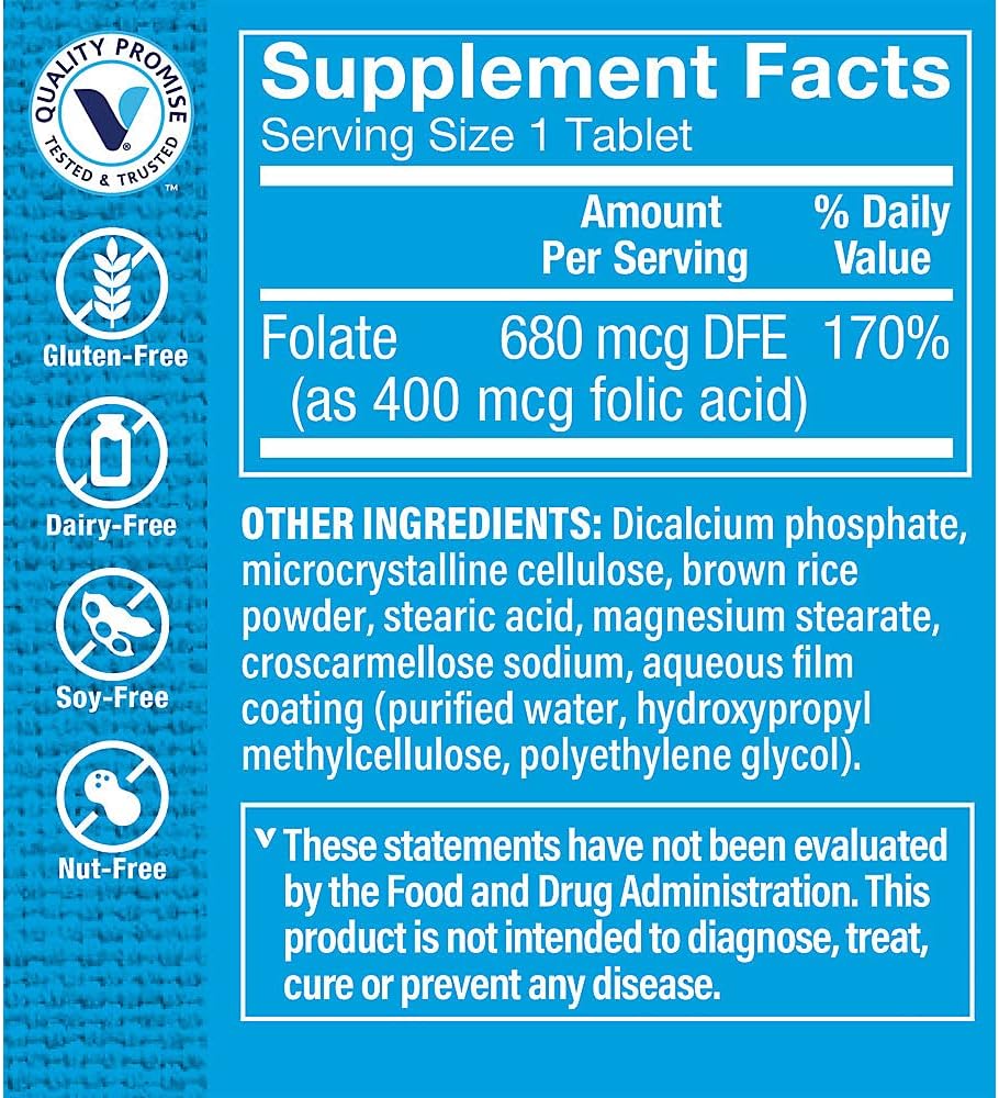 The Vitamin Shoppe Folic Acid 400mcg – Supports Maternal Tissue Growth (300 Tablets) - görsel 2