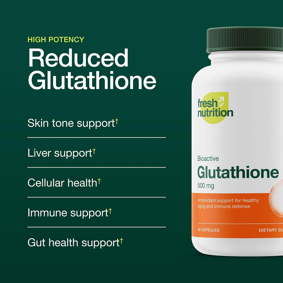 Fresh Nutrition Glutathione Supplement Capsules - DNA Verified Reduced Glutathione - Vegan, Non-GMO, Gluten & Soya-free - görsel 3