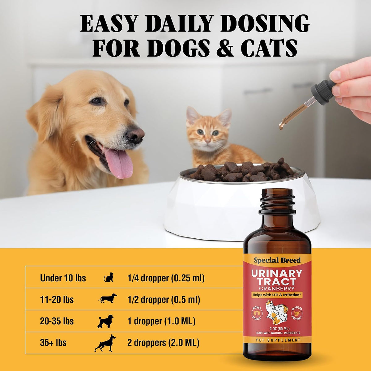 Special Breed Cat & Dog Urinary Tract Infection Treatment – Natural UTI Relief with Cranberry Drops – Kidney & Bladder Support – Helps Incontinence, Frequent Urination, Bladder Stones – Pet Renal Care Drops - görsel 6