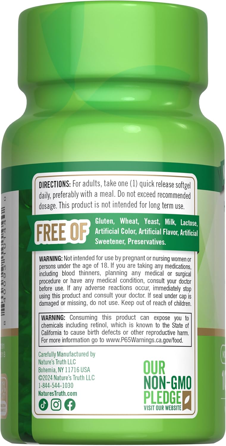 Nature's Truth Vitamin A 10,000 IU Softgels – 100 Count - görsel 7