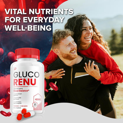 Gluco Renu Capsules - GlucoRenu Advanced Supplement, All-Natural Formula to Support Healthy Levels, Maximum Strength Formula (3 Pack - 180 Capsules)