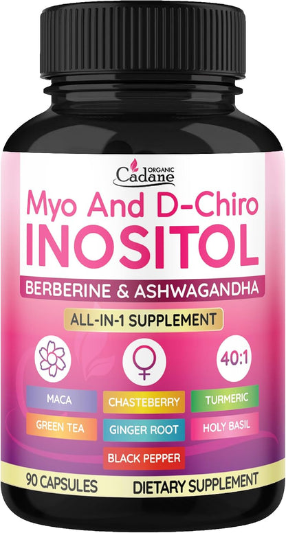Organic Cadane Myo and D-Chiro Inositol Capsules for Women – 90 Capsules