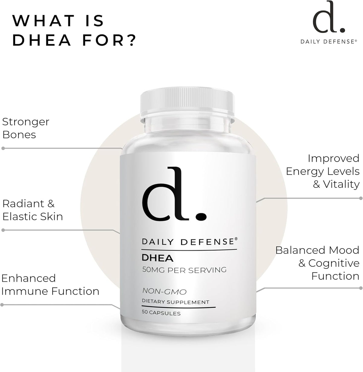 Daily Defence DHEA 50mg for Men & Women – Vitality, Energy & Mood Support (50 Capsules) - görsel 5